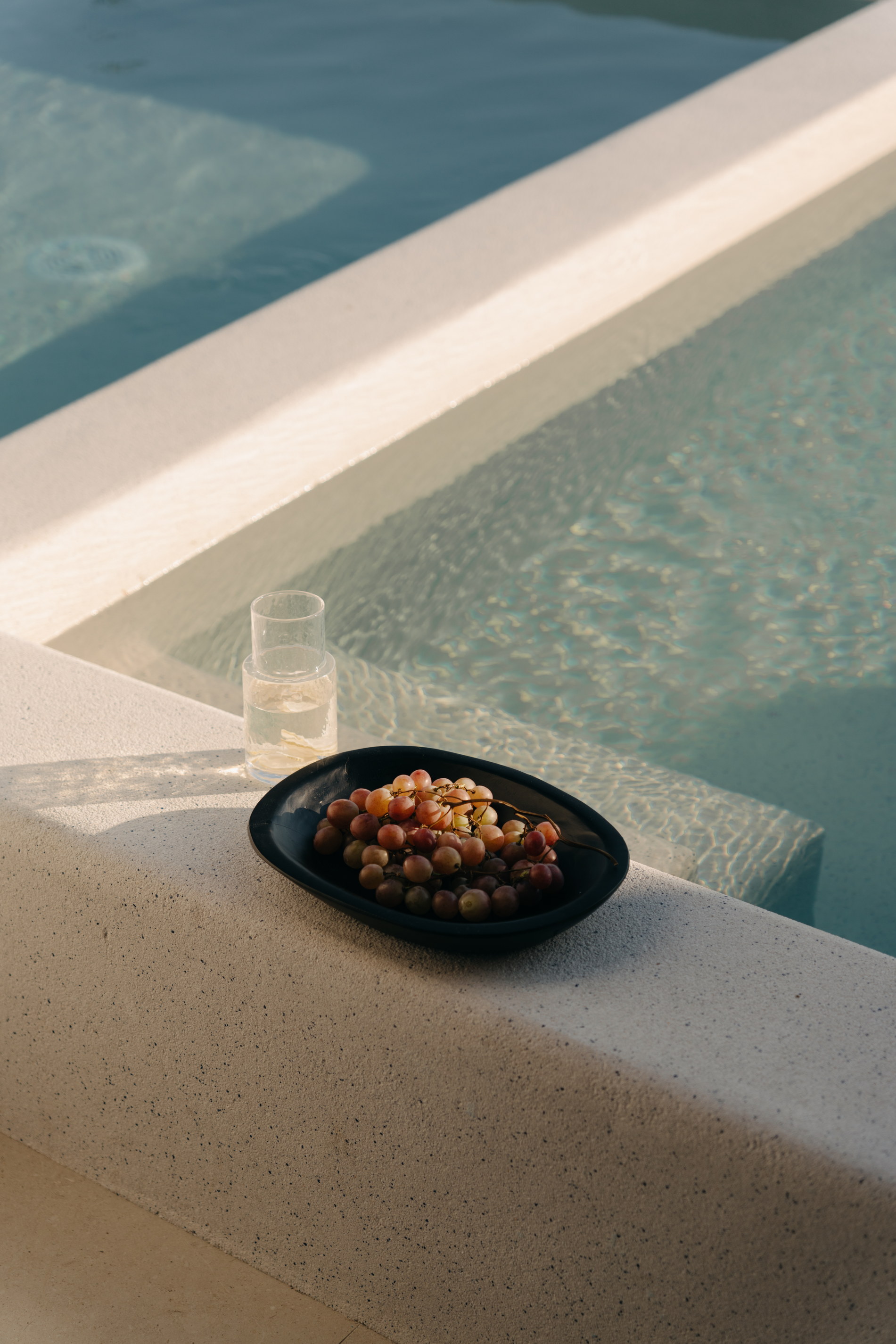 A snack served at the edge of a private plunge pool at Bard de Sol
