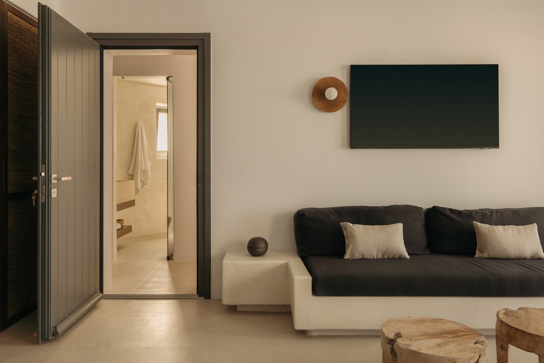 A quiet seating corner in a Bard de Sol suite